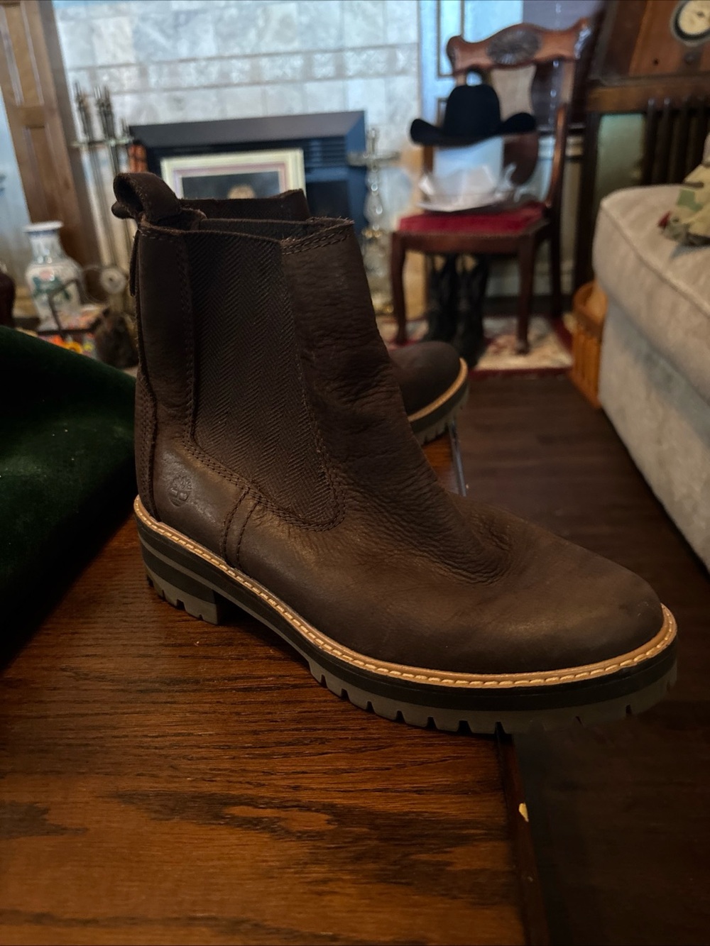 Women’s Timberland Chelsea Leather Boots Brown Size 9.5 Lug Sole - Picture 4 of 7